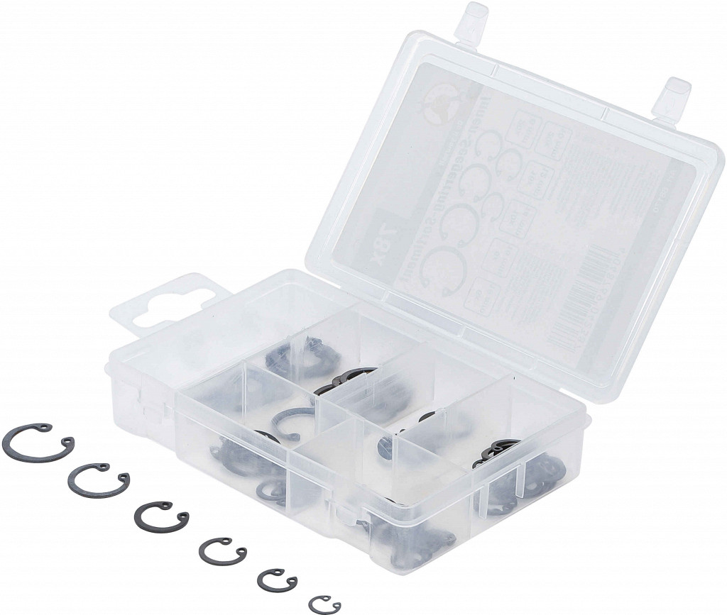 Notranji varnostni obročki asortiment Ø 8–19 mm 78 kosov