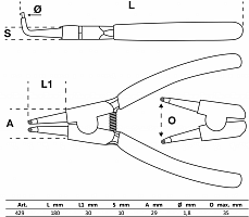 Seger klešče za varnostne obroče 180 mm