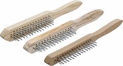 Set jeklenih žičnih krtač lesen ročaj 2, 3, 4 vrste 3 kosi